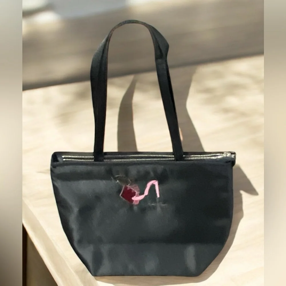 Nicole Miller Black Stylish Canvas Tote Bag